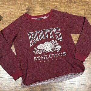 Roots Maroon distressed Athletic Sweatshirt size small